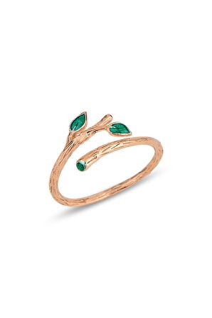 Gümüş rose mineli sarmaşık modeli ayarlamalı yüzük