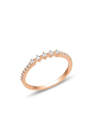 Gümüş rose zirkon sıra taşlı yüzük