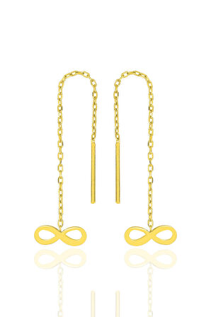 Gümüş altın yaldızlı sonsuzluk zincir küpe SGTL11948GOLD