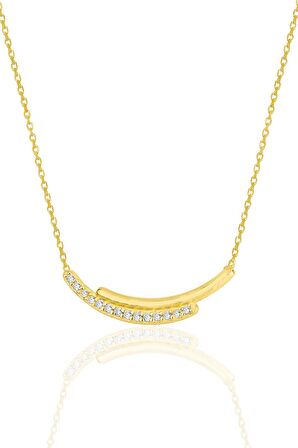 Gümüş altın yaldızlı zirkon taşlı kolye