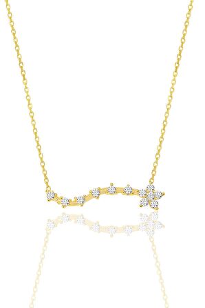 Gümüş altın yaldızlı zirkon sıra taşlı çiçek kolye