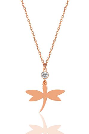 Gümüş rose zirkon taşlı yusufçuk kolye