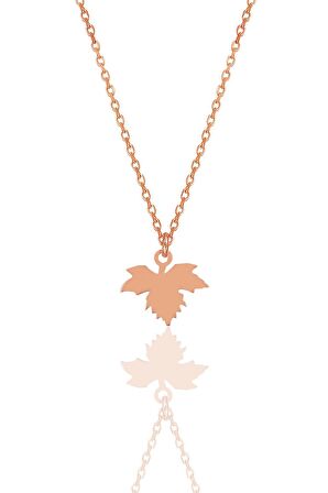 Gümüş rose  çınar yaprağı kolye