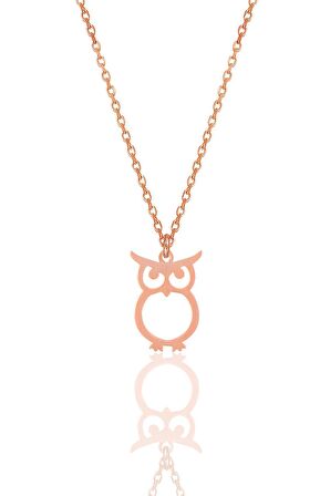 Gümüş rose baykuş kolye