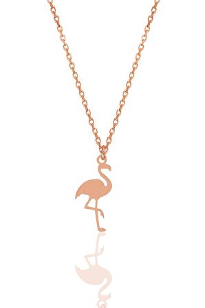 Gümüş rose flamingo kolye