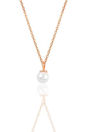 Gümüş rose  zirkon taşlı inci kolye