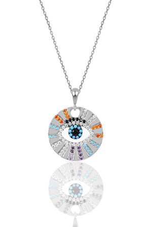 Gümüş rodyumlu zirkon taşlı  aura kolye