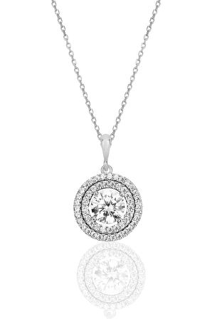 Gümüş rodyumlu zirkon taşlı pırlanta montürlü yuvarlak üçlü set