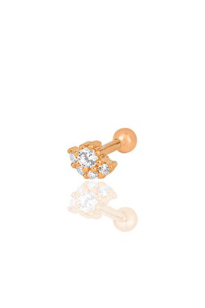 Gümüş rose zirkon taşlı tragus helix Piercing küpe