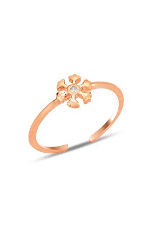 Gümüş rose zirkon taşlı alttan ayarlanabilir kar tanesi yüzük SGTL12224ROSE