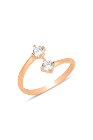 Gümüş rose zirkon taşlı üstten ayarlanabilir nova yüzük SGTL12239ROSE