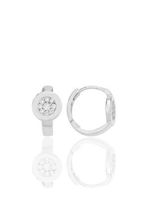 Gümüş rodyumlu zirkon taşlı halka küpe SGTL12262RODAJ