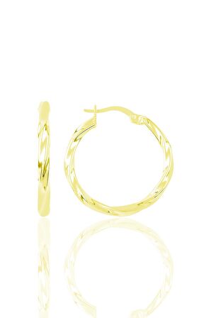 Gümüş Altın Yaldızlı 23 mm Şarnel Burgu Halka Küpe SGTL12288GOLD