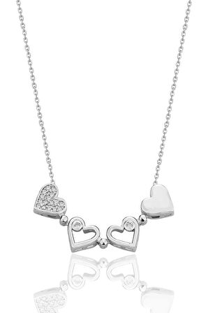 925 ayar gümüş rodyumlu zirkon taşlı mıknatıslı açılır kapanır tasarım yonca kolye. SGTL12359RODAJ