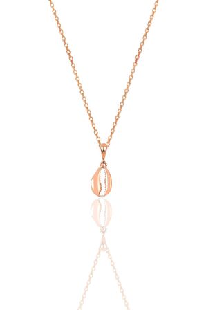 Gümüş rose deniz kabuğu modeli minimal kolye SGTL12385KABUK