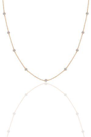 Gümüş rose zirkon sıra taşlı kolye SGTL12409ROSE