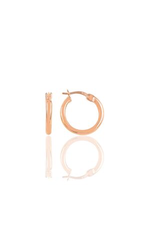 Gümüş rose 14 mm şarnel halka küpe SGTL12414ROSE