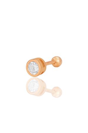 Gümüş rose zirkon tek taş 5 mm Tragus helix Piercing küpe SGTL12420ROSE