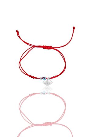 Gümüş rodyumlu zirkon taşlı nazarlı kirpikli göz ipli şans bileklik SGTL12443RODAJ