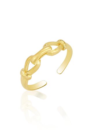 Gümüş altın yaldızlı ayarlamalı düğüm yüzük SGTL12495GOLD