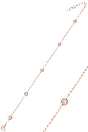 Gümüş rose zirkon tek sıra taşlı bileklik SGTL12500ROSE