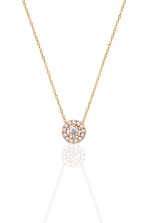 Gümüş rose zirkon taşlı pırlanta modeli tiny kolye SGTL12507ROSE