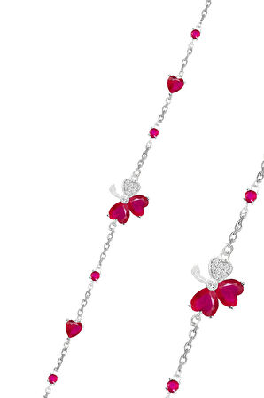 Gümüş rodyumlu kök yakut ve zirkon taşlı yeniden doğuş yonca bileklik SGTL12640FUSYA