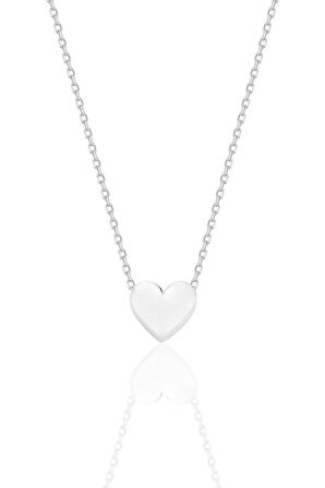 Gümüş rodyumlu bombeli zamansız kalp kolye SGTL12675RODAJ