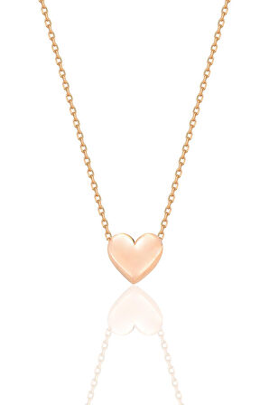 Gümüş rose bombeli zamansız kalp kolye SGTL12675ROSE