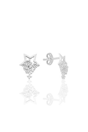 Gümüş rodyumlu zirkon taşlı yıldız yağmuru küpe SGTL12708RODAJ