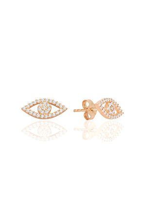 Gümüş rose zirkon taşlı ışıldayan göz küpe SGTL12716ROSE