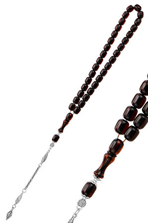 Kapsül kesim bordo renkli toz kehribar tesbih SGTL12788BORDO