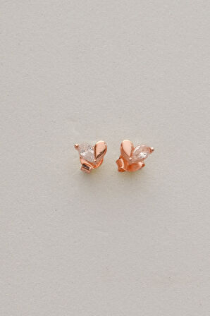Gümüş rose zirkon taşlı aşkın iki damlası küpe SGTL12827ROSE