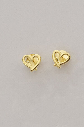 Gümüş altın yaldızlı mucize kalp küpe SGTL12832GOLD