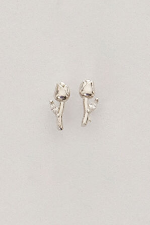 Gümüş rodyumlu markız kesim zirkon taşlı lale küpe SGTL12835RODAJ