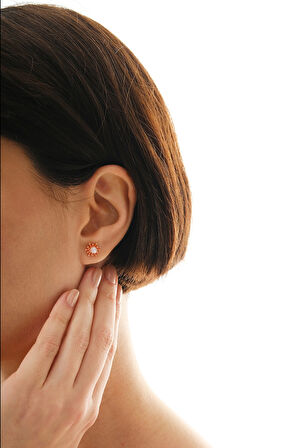 Gümüş rose incili tomurcuk küpe SGTL12841ROSE