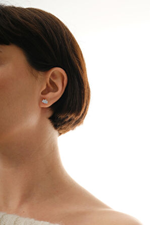 Gümüş rodyumlu zirkon taşlı lotus çiçeği küpe  SGTL12845RODAJ