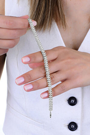 Gümüş rodyumlu zirkon taşlı balık sırtı bileklik SGTL12900RODAJ