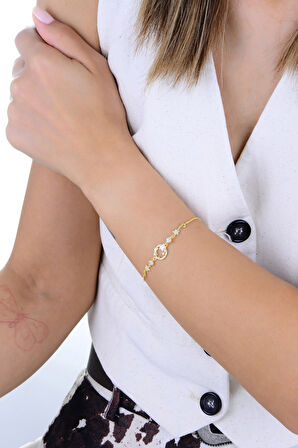 Gümüş altın yaldızlı zirkon taşlı yıldız kümesi kadın bileklik SGTL12921GOLD