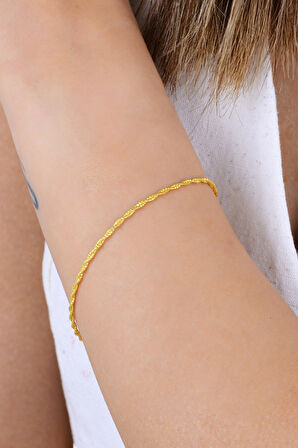 Gümüş altın yaldızlı çift burgulu İtalyan bileklik SGTL12941GOLD