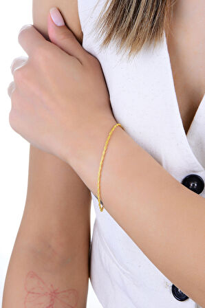 Gümüş altın yaldızlı çift burgulu İtalyan bileklik SGTL12941GOLD