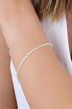 Gümüş çift burgulu İtalyan bileklik SGTL12941RODAJ