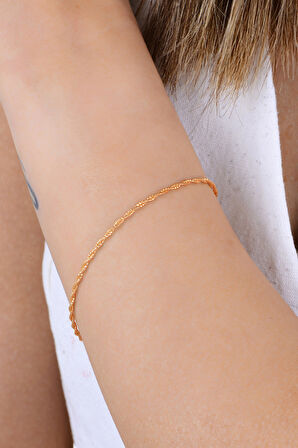 Gümüş rose çift burgulu İtalyan bileklik SGTL12941ROSE