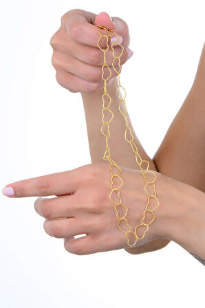 Gümüş altın yaldızlı iç içe geçmeli sonsuz kalp zinciri kolye SGTL12950GOLD