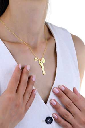 Gümüş altın yaldızlı Allah Lafzı mineli koruyucu SADAKAT yazılı kolye SGTL12999GOLD