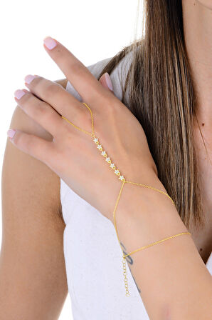 Gümüş altın yaldızlı zirkon taşlı yıldız dizisi şahmeran SGTL13008GOLD