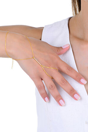 Gümüş altın yaldızlı zirkon taşlı modern bar (çubuk) şahmeran SGTL13012GOLD