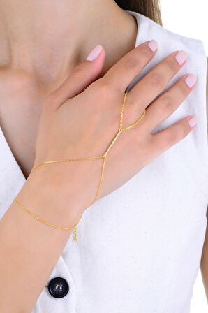 Gümüş altın yaldızlı zirkon taşlı modern bar (çubuk) şahmeran SGTL13012GOLD