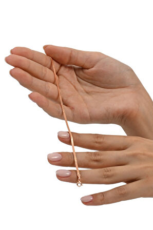 925 ayar gümüş rose simli yassı (ezme) italyan gümüş bileklik SGTL13055ROSE