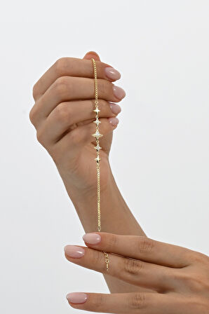 925 ayar gümüş altın yaldızlı sedef ve zirkon taşlı sıralı kuzey ışığı gümüş bileklik SGTL13061GOLD